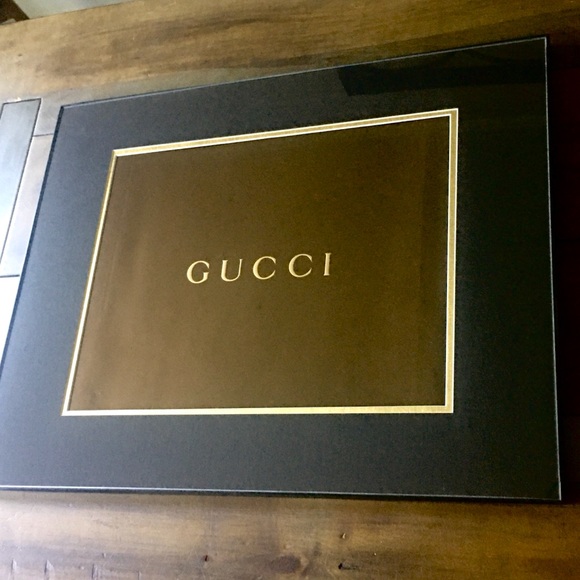 16x20 classic Gucci double gold and black matting framed authentic bag art - Picture 3 of 3